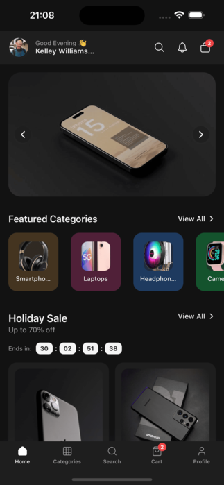 App Home - Dark Mode